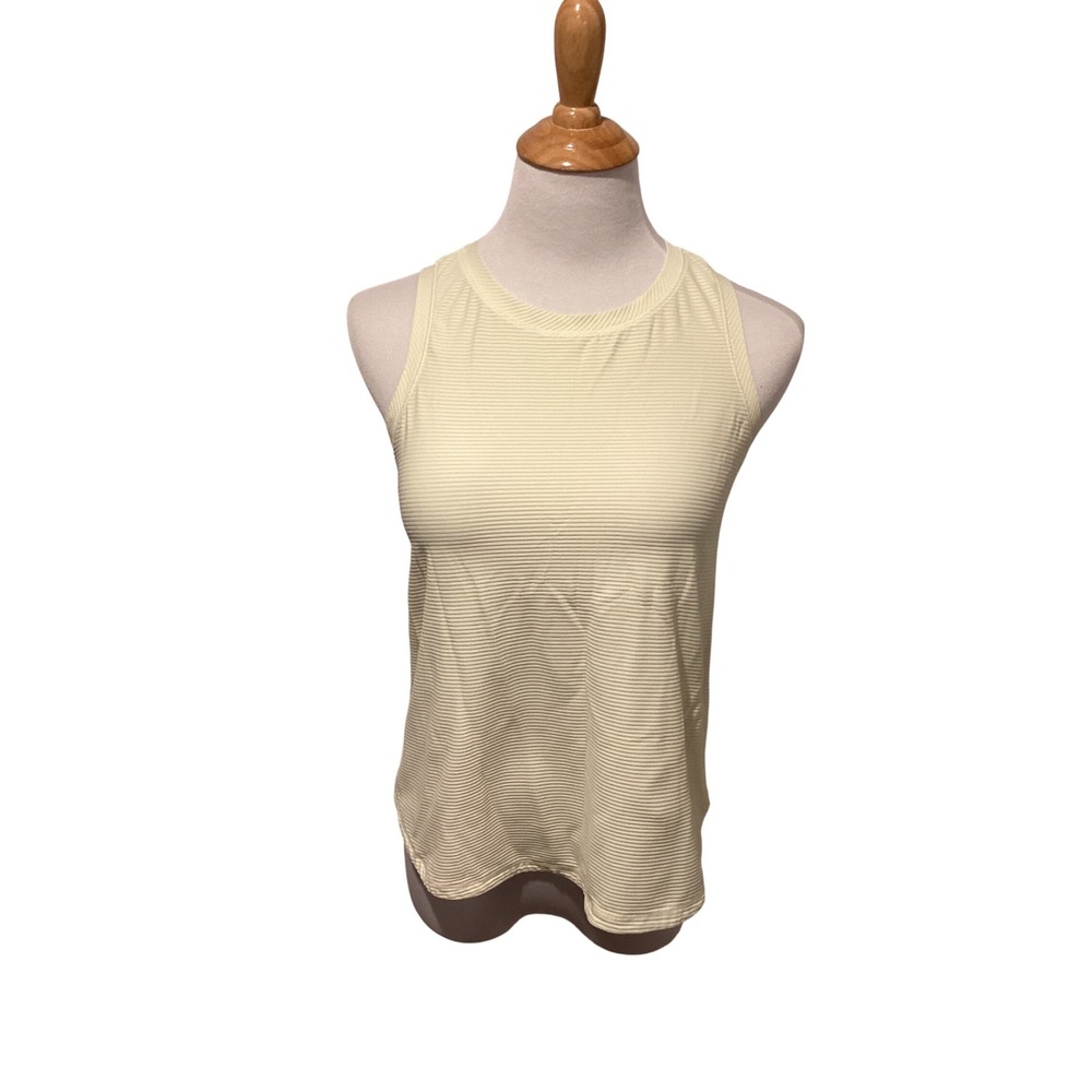 Calia Womens Ribbed Sleeveless Activewear Tank Top Pale Yellow‎ Size S